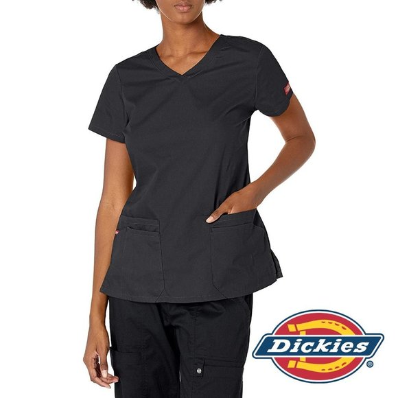 π2/$20πDickies Women's EDS Signature V-Neck Top w/ Mult. Patch Pockets, Blk M - Picture 1 of 10